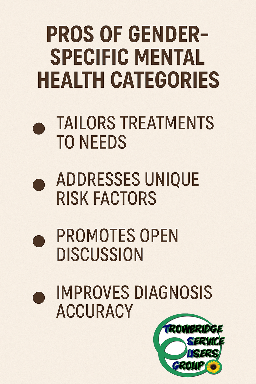 Men’s vs. Women’s Mental Health: Are the Differences Real or Reinforced? Body: When we divide mental health into gender-specific categories—“men’s mental health” and “women’s mental health”—we might think we're being helpful. After all, men and women do experience mental health differently in many ways. But are these differences rooted in biology, or are they shaped by culture, stigma, and expectations? And is this division always helpful? ✅ The Pros of Gender-Based Mental Health Approaches 1. Gendered Experiences Are Real Men and women often face different life pressures. Men are more likely to be told to "man up," while women may face the mental health effects of sexism, gender-based violence, and hormonal changes. 2. It Helps Tailor Support Campaigns like Movember highlight men’s mental health struggles, including the shockingly high male suicide rate. Meanwhile, women benefit from targeted care for postpartum depression, menopause-related anxiety, or trauma recovery. 3. It Challenges Harmful Norms Talking about gender differences allows us to question harmful ideas—like the myth that women are “too emotional” or that “real men don’t cry.” ❌ The Cons of Dividing Mental Health by Gender 1. It Reinforces the Gender Binary Not everyone identifies as male or female. Trans, non-binary, and gender-diverse people often fall outside the “men’s vs. women’s” model and face unique, under-researched challenges. 2. It Misses Intersectionality A Black woman, a gay man, or a working-class trans person may experience mental illness in ways that can’t be captured by gender alone. Race, class, sexuality, and location all play crucial roles. 3. It Can Lead to Stereotyping Saying “women are more anxious” or “men don’t talk about feelings” flattens the complexity of how mental health actually shows up. 4. It Risks Misdiagnosis Men may express depression as anger or substance abuse and be overlooked. Women may be diagnosed quickly but prescribed medication over therapy. ⚖️ Are There Actual Gender Differences? Statistically, yes: Men are: 3x more likely to die by suicide. Less likely to seek mental health support. More prone to substance use and risk-taking behaviours. Women are: More likely to be diagnosed with anxiety, PTSD, and eating disorders. More vulnerable to trauma from abuse. More likely to access services—but often not given choices beyond medication. But these numbers don’t tell the whole story. Many of these differences are socially constructed, not biologically inevitable. They reflect how society teaches people to express—or suppress—their emotions. 🧠 What We Need Instead Support that’s gender-aware, but not gender-limited Services that are inclusive of trans and non-binary people An intersectional approach that sees the whole person, not just their gender Final Thought: Let’s use gender to inform care—not to box people in. Everyone deserves mental health support that respects their identity, experience, and humanity.